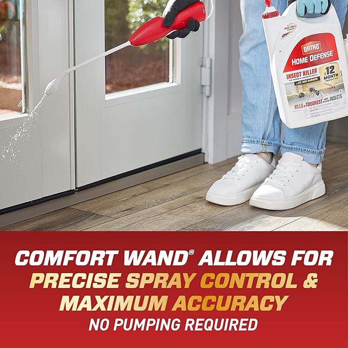 Ortho Home Defense Insect Killer for Indoor and Perimeter2 with Comfort Wand - Ready-To-Use Bug Spray Kills Ants Cockroaches &amp Spiders 1.1 gal. (4-pack)