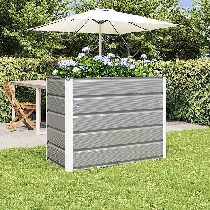 Steel Raised Garden Bed for Gardening Metal Planter Box for Vegetables Fruits Flowers 39.37 x 19.69 x 30.31 in Light Gray-685