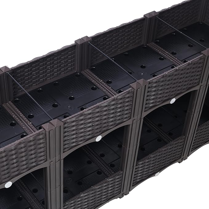 Planter Raised Beds - Elevated Planter Garden Box with Drainage Plug Raised Garden Beds for Vegetable/Flower/Herb Outdoor Standing Planter Beds Gardening Kit (Brown 63x15.7x27.7)