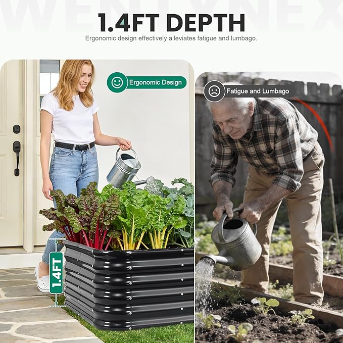 5×3×1.4FT Galvanized Raised Garden Bed Outdoor Metal Raised Garden Bed Kit Large Planter Raised Beds 4 In1 Modular Raised Planter Box OutdoorRaised Beds for Gardening for Vegetables Flowers Herbs