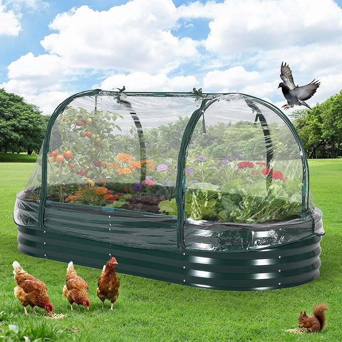 PeakPursuit Galvanized Raised Garden Bed Kit Large Durable Planter Raised Beds 6'x3'x1' for Vegetables Outdoor Metal Garden Raised Beds with Reinforced Design Optimal Drainage &amp Easy Assembly