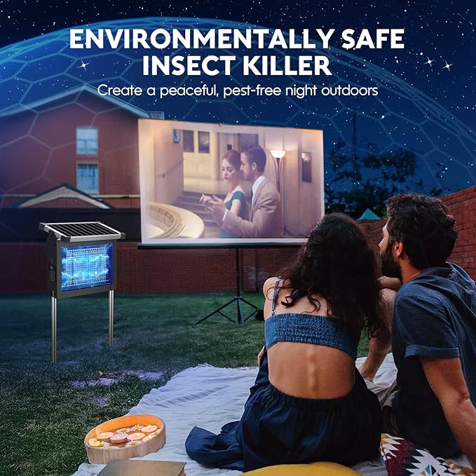 Solar Bug Zapper Outdoor Waterproof Mosquito Zapper Outdoor Solar Powered 4500V Electric Bug Zapper Indoor w/Smart Light Sensor Mosquito Trap Fly Zapper for Patio Kitchen Garage Yard Camping