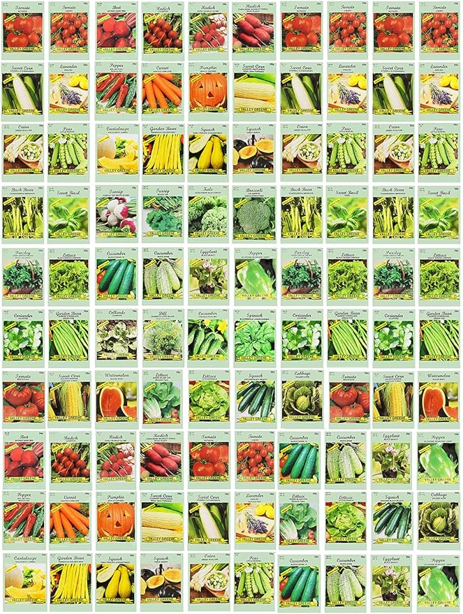 100 Assorted Heirloom Vegetable Seeds 100% Non-GMO (100 Deluxe Assorted Vegetable Seeds)