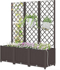 Raised Planter Box with Trellis Planter for Vegetables Flowers Vines Outdoor Planter for Climbing Plants 53.5H Outdoor Garden Bed With Tall Trellis Decorative Outdoor Planter Trellis Planter Box