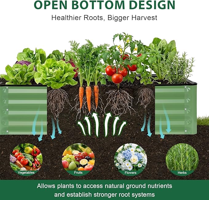Galvanized Raised Garden Bed – 2 Pack 6x3x1 Ft Patented Leak-Proof Planter Box Outdoor Gardening Metal Raised Garden Beds Kits for Veggies Herbs &amp Flowers (Green)