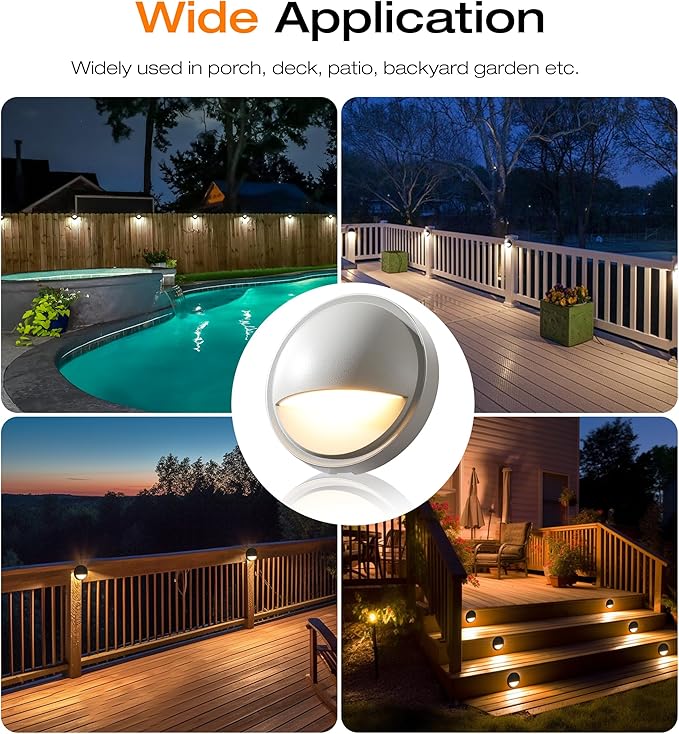 CLOUDY BAY [12 Pack] 3CCT Low Voltage LED Deck Lights Outdoor2700K/3500K/5000K SelectableLandscape Step Stair Railing Fence Light Wired3W12V-24V AC/DC Deck Lighting FixturesWhite