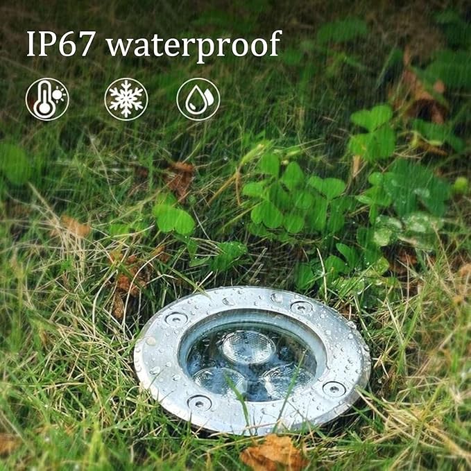 3W LED Landscape Lights Round Recessed Spotlights IP67 Waterproof Stainless Steel for Garden Path Deck Yard Garage