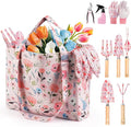 Gardening Tools 10-Piece Gardening Gift Set for Women Rust-Proof &amp Heavy-Duty Tools with Floral Organizer Bag Fashionable &amp Thoughtful Gift for Garden Women (Pink)
