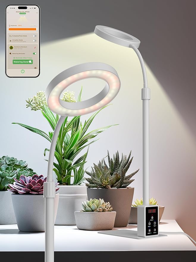 Grow Light with Stand LED Plant Light for Indoor Plants Full Spectrum Grow Lamp Adjustable Height (White 12W)