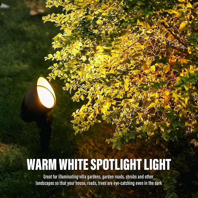 VENUS MANUFACTURING 4 Pack Low Voltage Landscape Flood Light 5Watt LED Outdoor Landscape Lighting Kits 400 Lumen Black Waterproof Spotlights 12V 2700K Warm White Metal Tree Lights for Garden &amp Yar