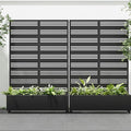 Casaphoria 72x47 Metal Raised Garden Bed with Trellis(2 Pack) Outdoor Planter Box with Wheels &amp Drainage Holes for Climbing Plants Flowers Elevated Garden Kit with Privacy Screen Black-Harol