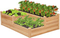 VIVOSUN 3-Tier 3-Grid Wooden Raised Garden Bed 42.5 x 34.5 x 15 Inches Outdoor Elevated Wood Planter Box with Screwdriver for Gardens Patios Backyards Balcony and Outdoors