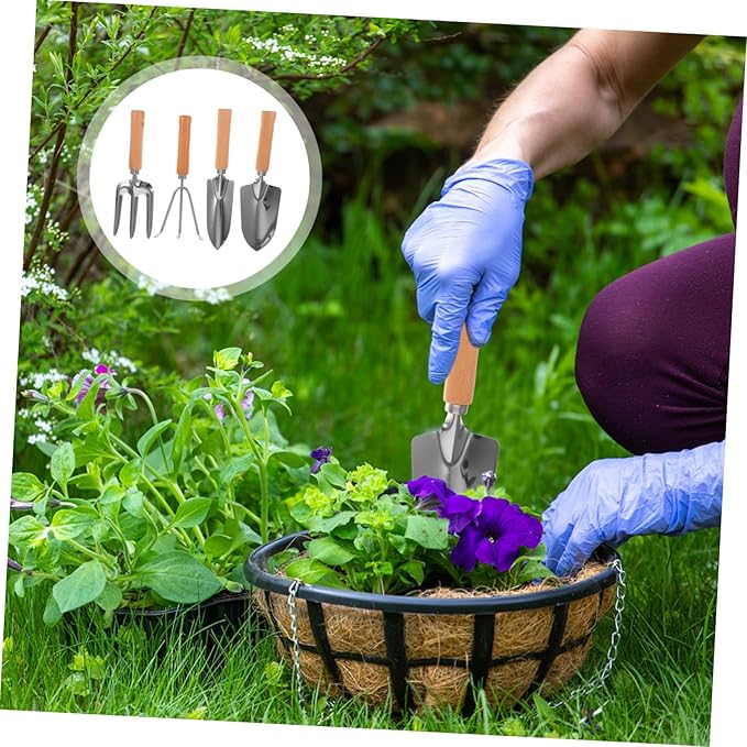 UPKOCH 1set Garden Tool Handle Portable Gardening Accessories for Planting Digging Weeding Comfortable Grip Garden Rake Trowel Spade