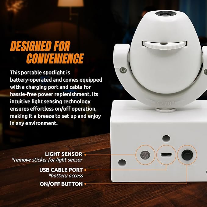 Sporticulture NCAA American Football Tennessee Volunteers - Adjustable Led Mini Spotlight Projector with 6 Team Logo Designs - Portable &amp Rechargeable Spotlight - Battery-Operated - 4.375” x 3.125