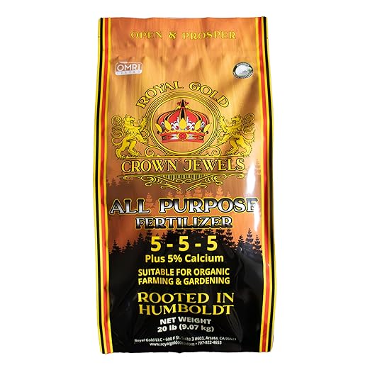 Royal Gold Crown Jewels Organic All Purpose 5-5-5 Dry Soluble Fertilizer 20 lbs - Excellent for Pre-Amending Soils Top-Dress Applications in Composts and Nutrient Teas