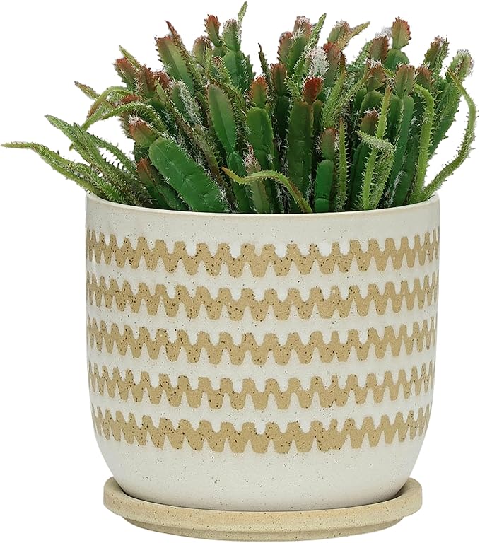 Generic 8 Planter W Saucer White