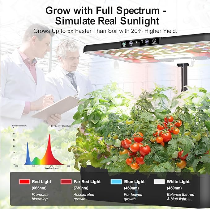 22 Pods Hydroponics Growing System with LED Grow Light Indoor Herb Garden Kit for Vegetables Lettuce Strawberries Fruits &amp Flowers Automatic Light Modes No Seeds Included