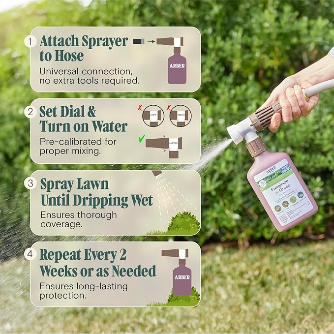Organic Lawn Fungicide – 16oz Ready-to-Spray Hose-End Lawns Trees &amp Shrubs – Targets Brown Patch Dollar Spot Rust Powdery Mildew &amp Root Rot – Kid- &amp Pet-Safe Coverage up to 16000 sq