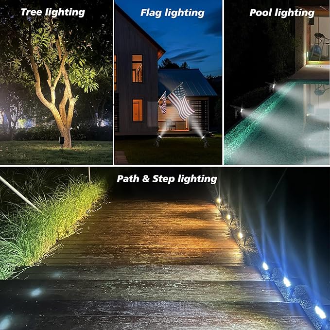 All-New Solar Spot Lights Outdoor Waterproof20 LEDs Solar Flag Light with 2 ModesLandscape Spotlights for Pathway Patio Garden Trees Pool(2 PackWarm Light)