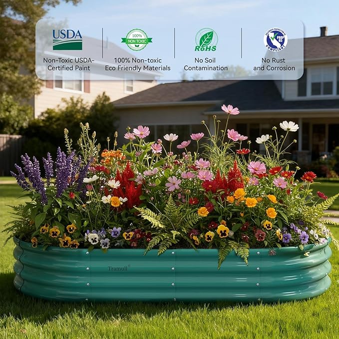 2 Pack 6x3x1ft Raised Garden Bed 12 Tall Galvanized Metal Raised Beds for Gardening Rust Resistant Elevated Garden Bed Planters Box Kit for Outdoor Plants Vegetables Flowers Herbs Tomatoes Green