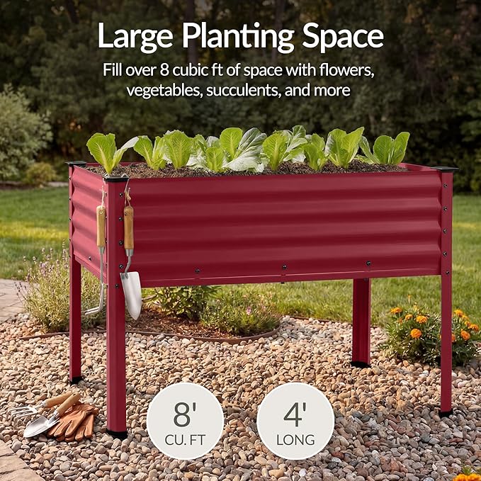 Best Choice Products 48x24x30in Galvanized Raised Garden Bed Metal Elevated Planter Box Vegetable Garden for Backyard Patio Balcony - Royal Red