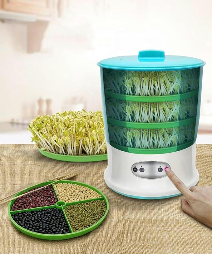 Electric Bean Sprout Grower with Intelligent Irrigation and Temperature Control for Large Capacity Germination Kit (3 Layers)