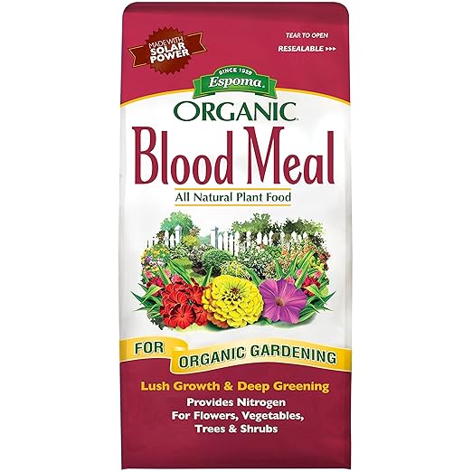 Espoma Organic Blood Meal Fertilizer 12-0-0. All-Natural Plant Food Source of Nitrogen for Organic Gardening. for Flowers Vegetables Trees &amp Shrubs. 3 lb Bag. Pack of 2.