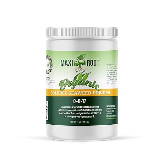Organic Soluble Seaweed Powder 0-0-17 CDFA OMI Registered (1 LB) for Lawns Vegetable Gardens Shrubs and Trees