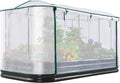 KING BIRD Raised Garden Bed with Cover Galvanized Oval Planter Garden Box Outdoor for Gardening Vegetables Flowers 94.5x47.2x11.8 in White