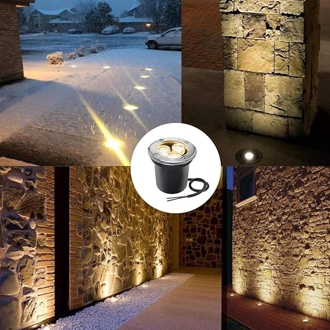 3W Ground LED Landscape Lights Round Recessed Spotlight IP67 Waterproof Stainless Steel Outdoor Buried Lights for Garden Path Deck Yard Garage(Blue3W -AC85-265V)