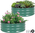 ZORMY Galvanized Raised Garden Bed Outdoor Round Metal Planter Boxes 2 Pcs 3x3x1ft Steel Raised Bed Kit for Planting Vegetables Fruits Flowers(LotusGreen)