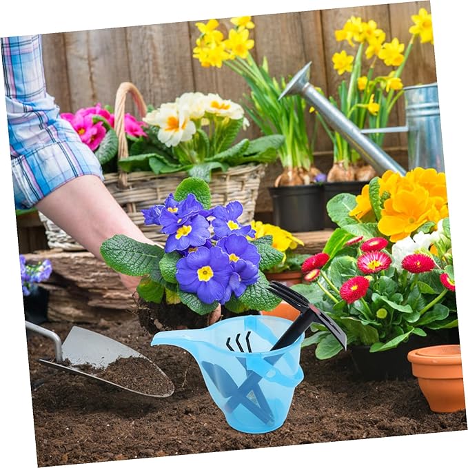TOYANDONA Gardening Tool Set Compact Plastic Shovel Fork Rake Bucket for Beach Digging Outdoor Fun Educational Gardening Activities Portable Multipurpose Hand Tools for Boys