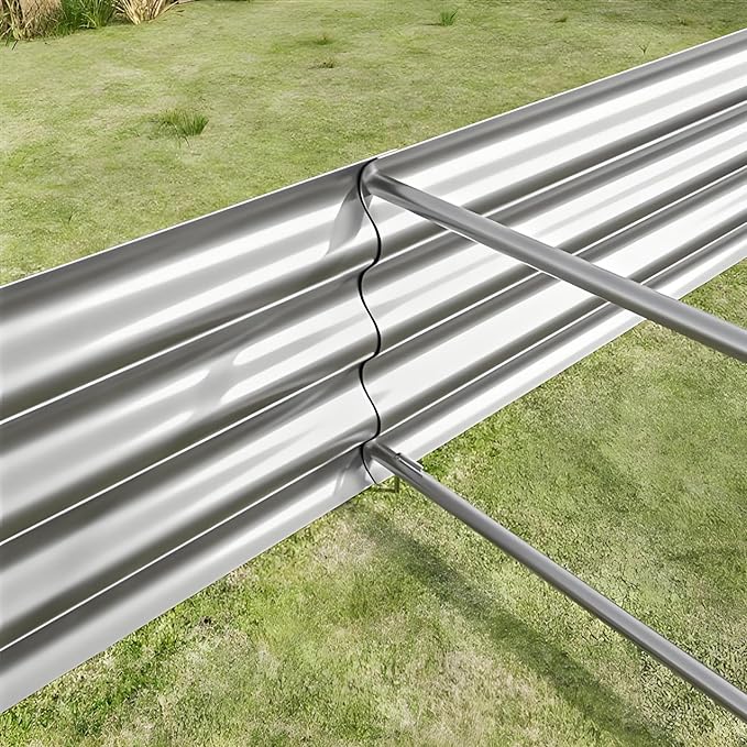 LANOVAGEAR Raised Garden Bed Kit - Metal Raised Bed Garden 7.6x3.7x0.98ft for Flower Planters Vegetables Herb (Silver)