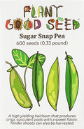 Plant Good Seed Organic Sugar Snap Pea Bulk Seeds for Planting: All-America Selections (AAS) Winner Plump Green Sweet Crisp Pods - 600 Seed Packet (0.33 Pound)