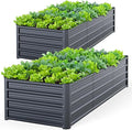 Ohuhu 8x3x1.5FT Metal Raised Garden Bed Outdoor Reinforced Galvanized Steel Rustproof Planter Box 100% Non-Toxic 269 Gal Large Capacity Heavy Duty Raised Beds for Vegetables Flowers Herbs 2-Pack