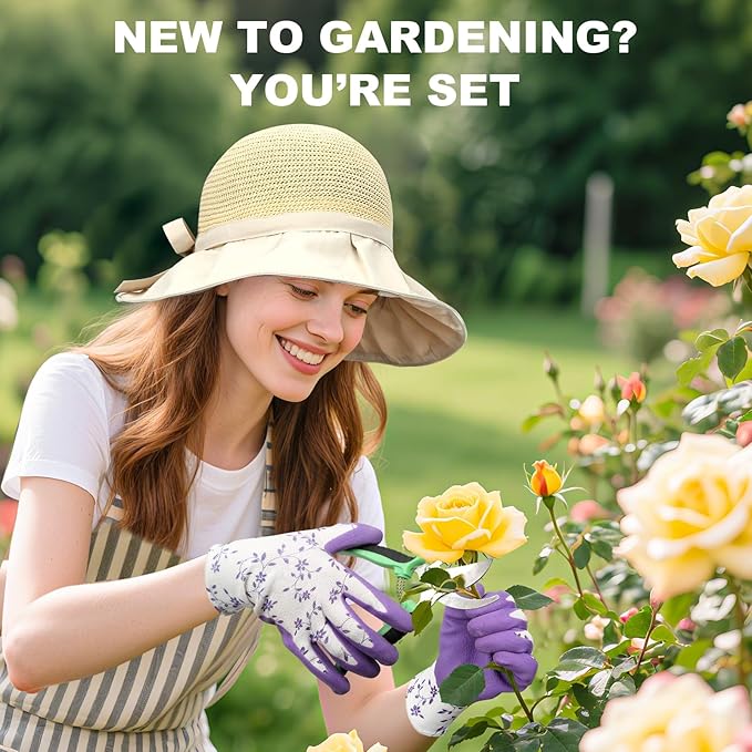Gardening Tools Set 11-Piece Heavy Duty Garden Tools Including Garden GlovesAnti Rust Gardening Essentials Kit for StartersGardening Gift for Women