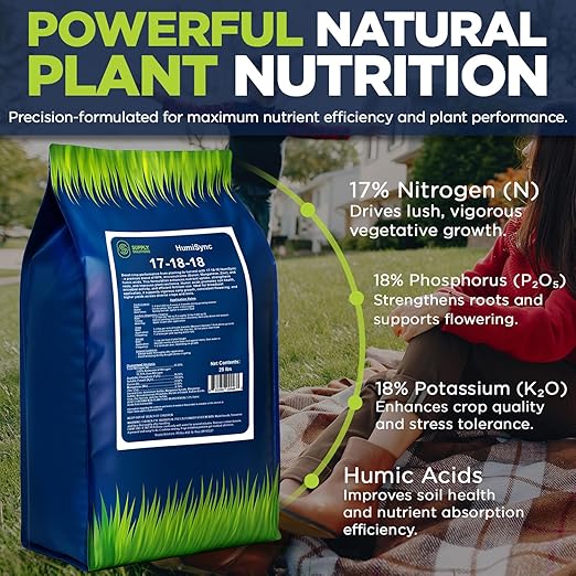 Supply Solutions | 17-18-18 HumiSync Plant Food Powder | Balanced NPK Fertilizer with Humic Acid for Lawn Garden Vegetables Flowers Trees &amp Shrubs - All Purpose Garden Fertilizer (25 Pounds)