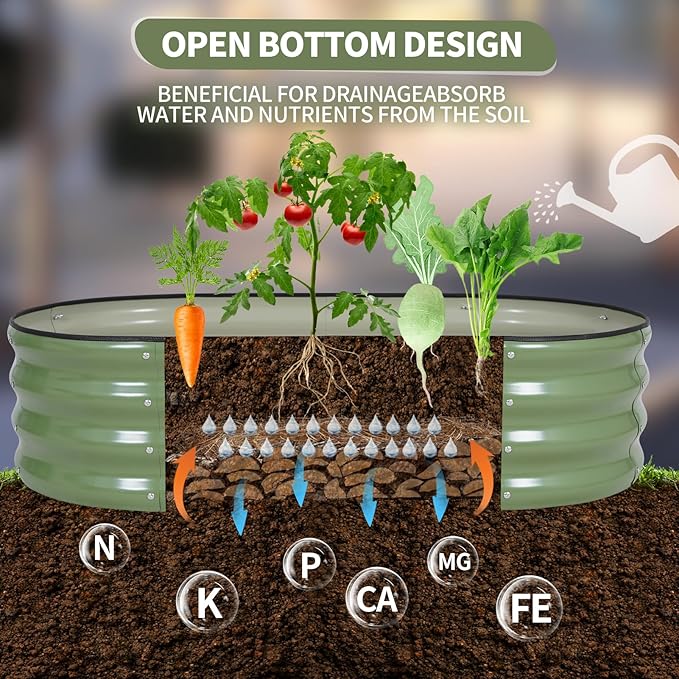 Galvanized Raised Garden Bed Outdoor- 2 Pcs Raised Beds for Gardening| Metal Planter Box Steel Raised Garden Bed Kit with Gloves for Vegetables Flower Herbs (4x2x1FT Green)