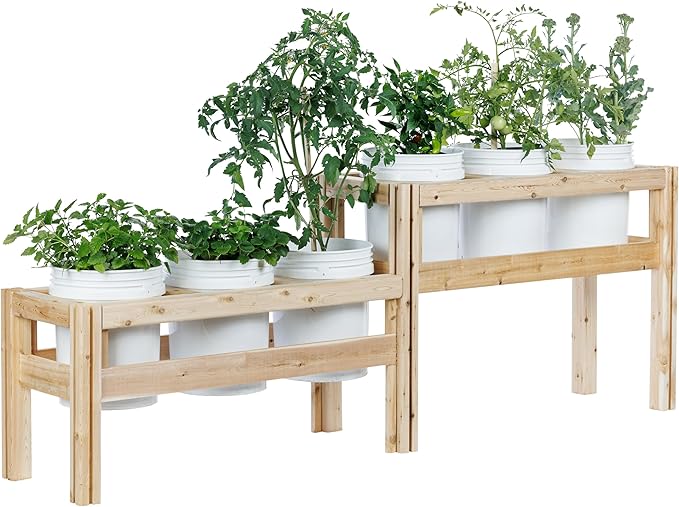 Greenes Fence Two-Tiers Six Bucket Elevated Cedar Wood Garden Frame 84 in. x 16 in. x 30 in. - Made in USA with North American Cedar