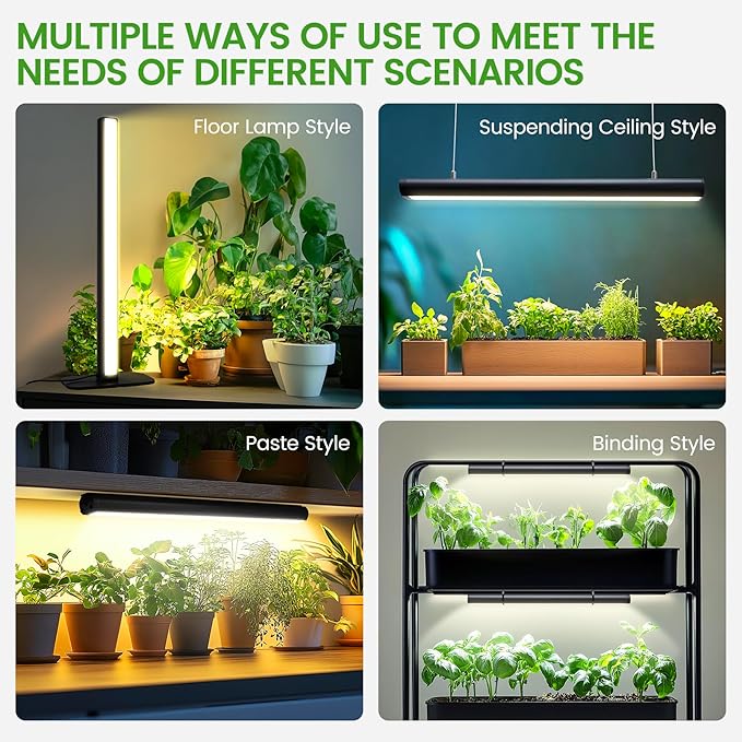 Grow Lights for Indoor Plants20W 169 LED Full Spectrum with Timer Hanging Plant Growing Light with Dimmable On/Off Switch16.8in Height Standing Vertical Lamp for Seed Starting Growth
