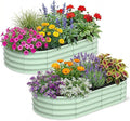 2 Pcs Oval Raised Garden Bed 6 * 3 * 1FT Galvanized Metal Planter Boxes with Open Base for Gardening Raised Bed Planter for Vegetables Flowers Olive Green