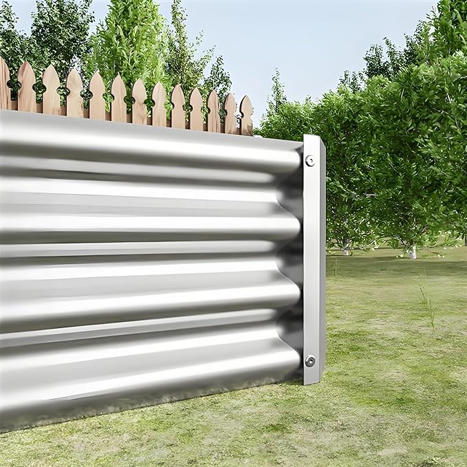 LANOVAGEAR Raised Garden Bed Kit - Metal Raised Bed Garden 7.6x3.7x0.98ft for Flower Planters Vegetables Herb (Silver)