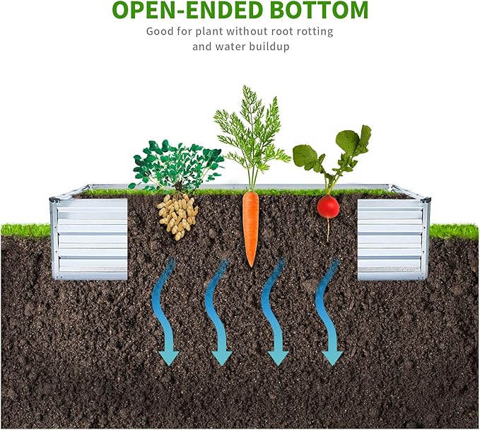 Galvanized Raised Garden Bed Kit - Metal Raised Planter 2pcs/Pack 6'x3'x1' for Flowers Plants Vegetables Herb