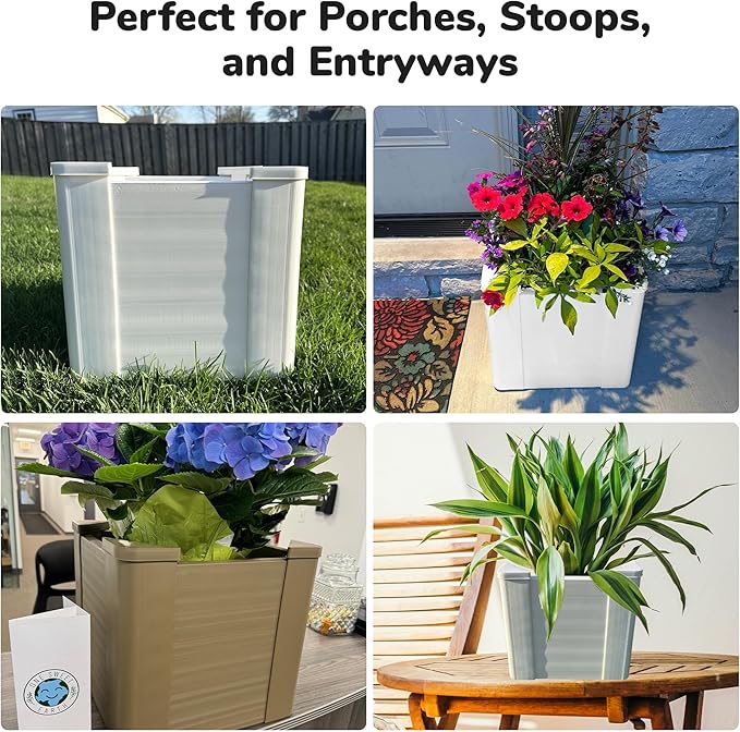 Raised Garden Bed - 1x1 ft Planter Box - White HDPE - No Tools Needed - DIY Kit for Urban Gardening Flowers Herbs &amp Vegetables - Made in The USA - 2 Pack
