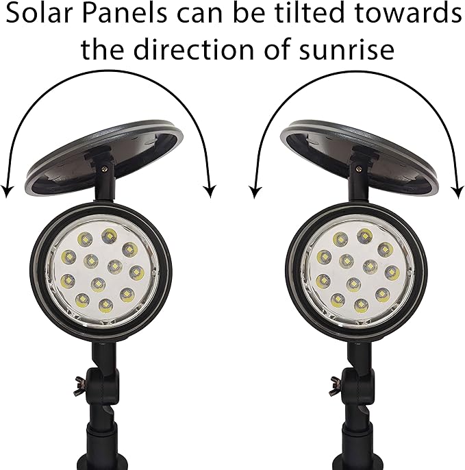 SciencePurchase 2 Pack Solar Powered LED Spot Lights - Automatic On at Dusk and Off at Sunrise Sturdy All-Weather Spotlights for Accent Lighting Safety &amp Security