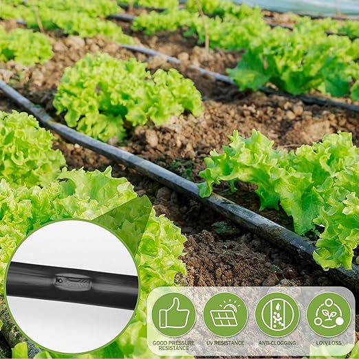 Tondiamo 1000' 5/8 Inch Drip Tape Irrigation Tubing Kit 16 Mil 6 Spacing Garden Hose Watering Tube Line Automatic Equipment for Garden Irrigation System Farms Landscape Lawn