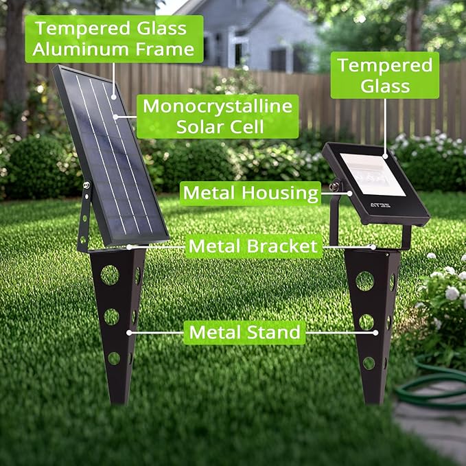 Solar Spotlights Outdoor Waterproof Zeta 6-in-1 Spot Lights Metal Warm White Auto On/Off Dusk to Dawn Landscape Flag Pole Uplights for Outside House Trees Garden Yard Driveway Pathway Lawn