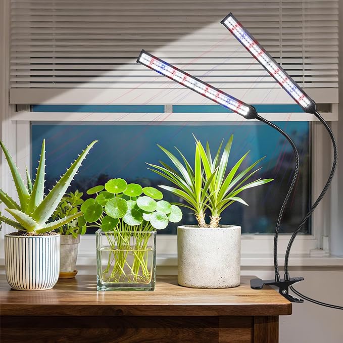 Indoor Clip-on Plant Growth Light Full Spectrum Grow Light with 156 LEDs Flexible Gooseneck and 4/8/12H Timer 3 Spectral Modes 10 Levels of Dimming Suitable for Seedlings and Succulent Seeds