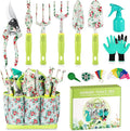 Gardening Tool Set - 13 PCS Heavy Duty Aluminum Gardening Tools Kit Floral Print Garden Tool Set with Non-Slip Rubber Handle &amp Durable Storage Tote Bag Gardening Supplies Gifts for Women Men
