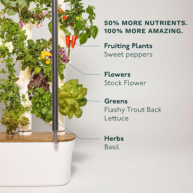 Gardyn Home 4 Vertical Hydroponics Growing System Kit - 30 Non-GMO Plants Herbs Vegetables - Smart Tower Garden Hydroponic Herb Garden Planter Indoor Kit - Indoor Gardening System w/LED Grow Lights